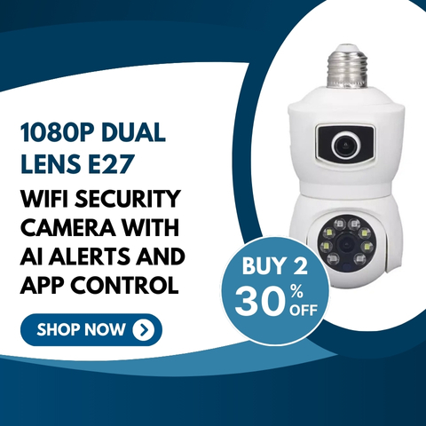 1080P Dual Lens E27 WiFi Security Camera with AI Alerts and App Control