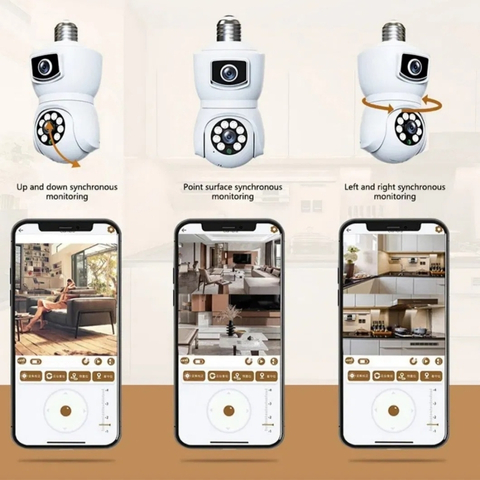 1080P Dual Lens E27 WiFi Security Camera with AI Alerts and App Control