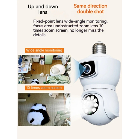 1080P Dual Lens E27 WiFi Security Camera with AI Alerts and App Control