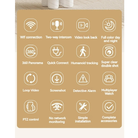 1080P Dual Lens E27 WiFi Security Camera with AI Alerts and App Control