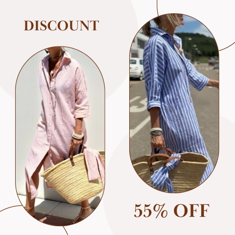 🔥Hot Sale 48% OFF✨Classic Striped Lace-Up Shirt Dress