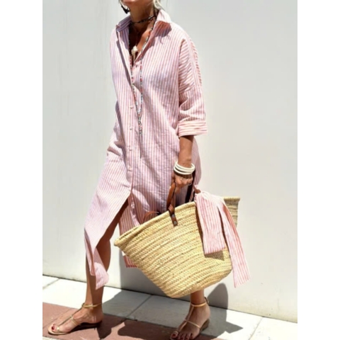 🔥Hot Sale 48% OFF✨Classic Striped Lace-Up Shirt Dress
