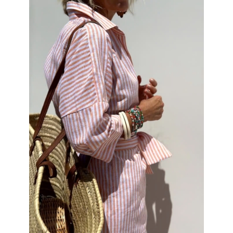🔥Hot Sale 48% OFF✨Classic Striped Lace-Up Shirt Dress