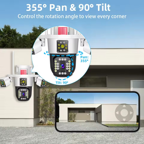 4-lens Outdoor Security HD Monitor