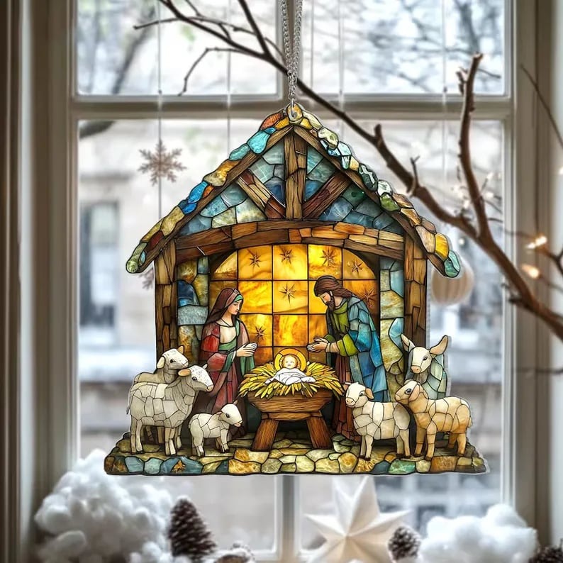 🎄2025 Christmas Home Decor-Nativity Jesus Christ Decoration Suncatcher