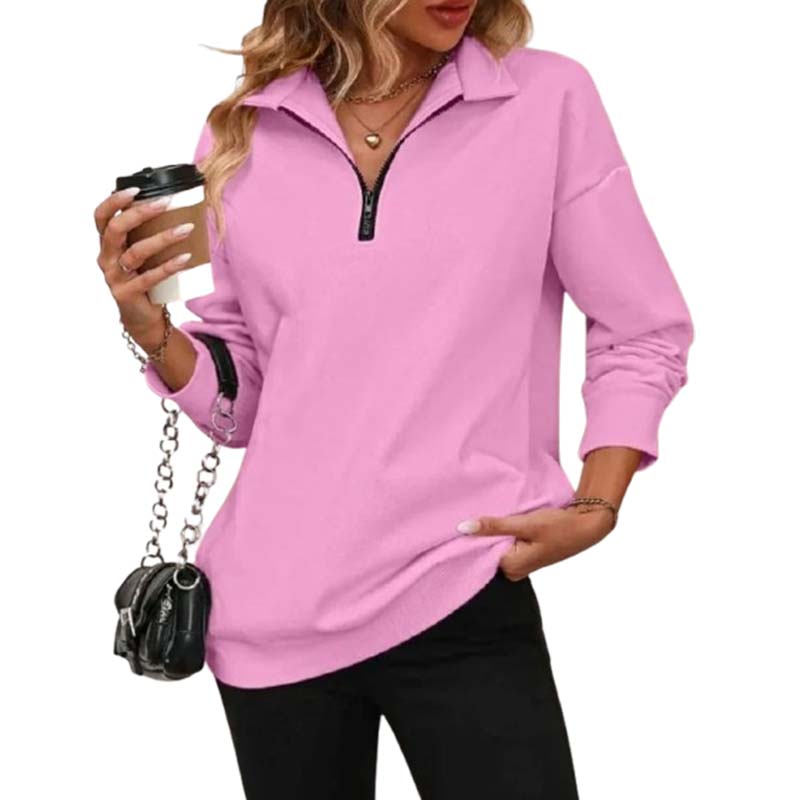 ⏰Hot Sale-Womens Zip-Up Dropped Shoulder Sweatshirt