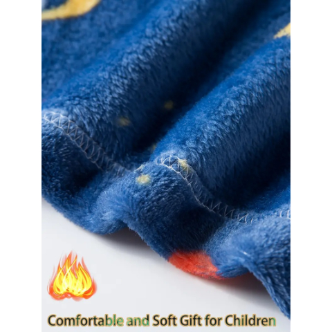 Kids Bathrobe Boys Girls Hoodie Robe Space-Themed Sleepwear Toddler Soft Pajamas