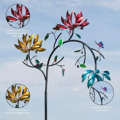 🔥60% OFF - Beautiful Summer Multi Colored Flowers Wind Spinner