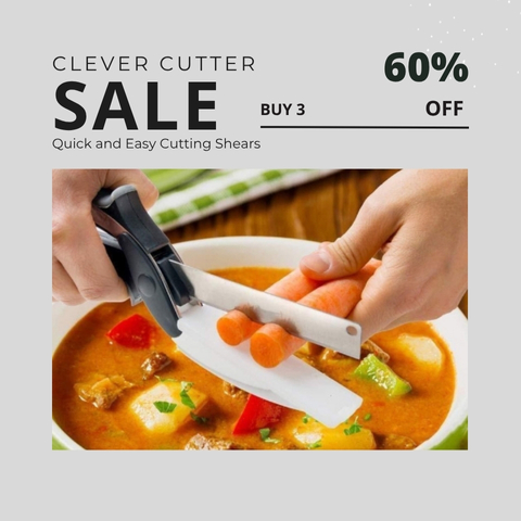Clever Cutter - 2 in 1 Kitchen Knife Scissors with Built-in Cutting Board - Quick and Easy Cutting Shears for Vegetables and Fruits