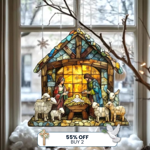 🎄2025 Christmas Home Decor-Nativity Jesus Christ Decoration Suncatcher