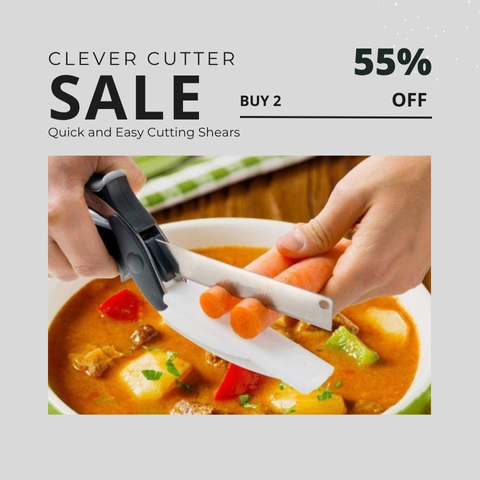 Clever Cutter - 2 in 1 Kitchen Knife Scissors with Built-in Cutting Board - Quick and Easy Cutting Shears for Vegetables and Fruits