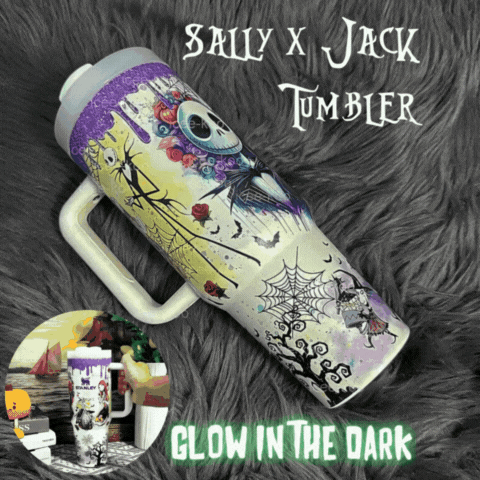 💥 2025 MEGA SALE OFF ️🔥 Glow-in-the-dark Sally x Jack Skellington 40oz Tumbler 💀
