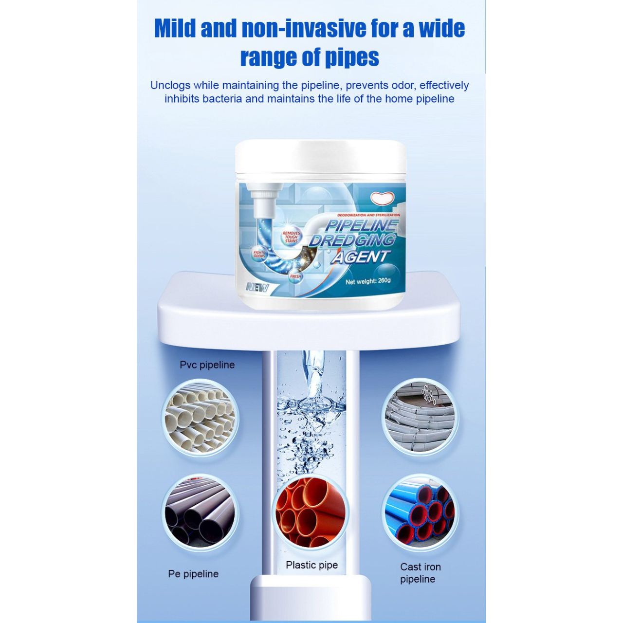 Instant Pipe & Drain Declogger - Dissolves Clogs in Seconds!