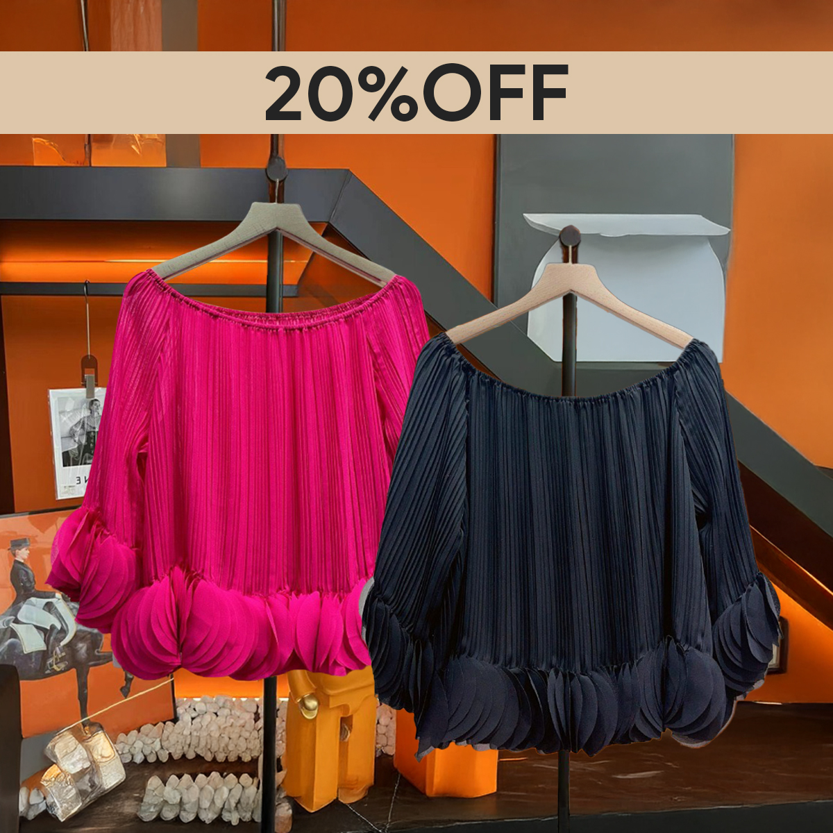Women's Flowy Pleated Off-The-Shoulder Top