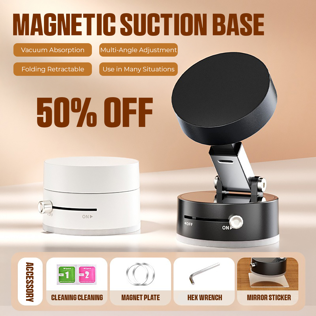 🔥Last Day 50% Off🔥Mobile Phone Vacuum Suction Cup Holder Double-sided Magnetic Suction Cup