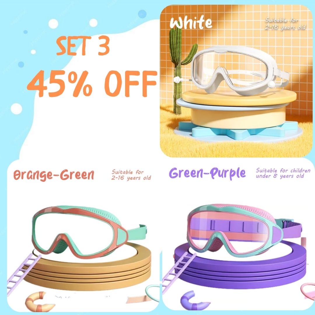 🏊‍♀️Last Day Promotion 49% OFF-🔥HD children's large frame waterproof and anti-fog swimming goggles