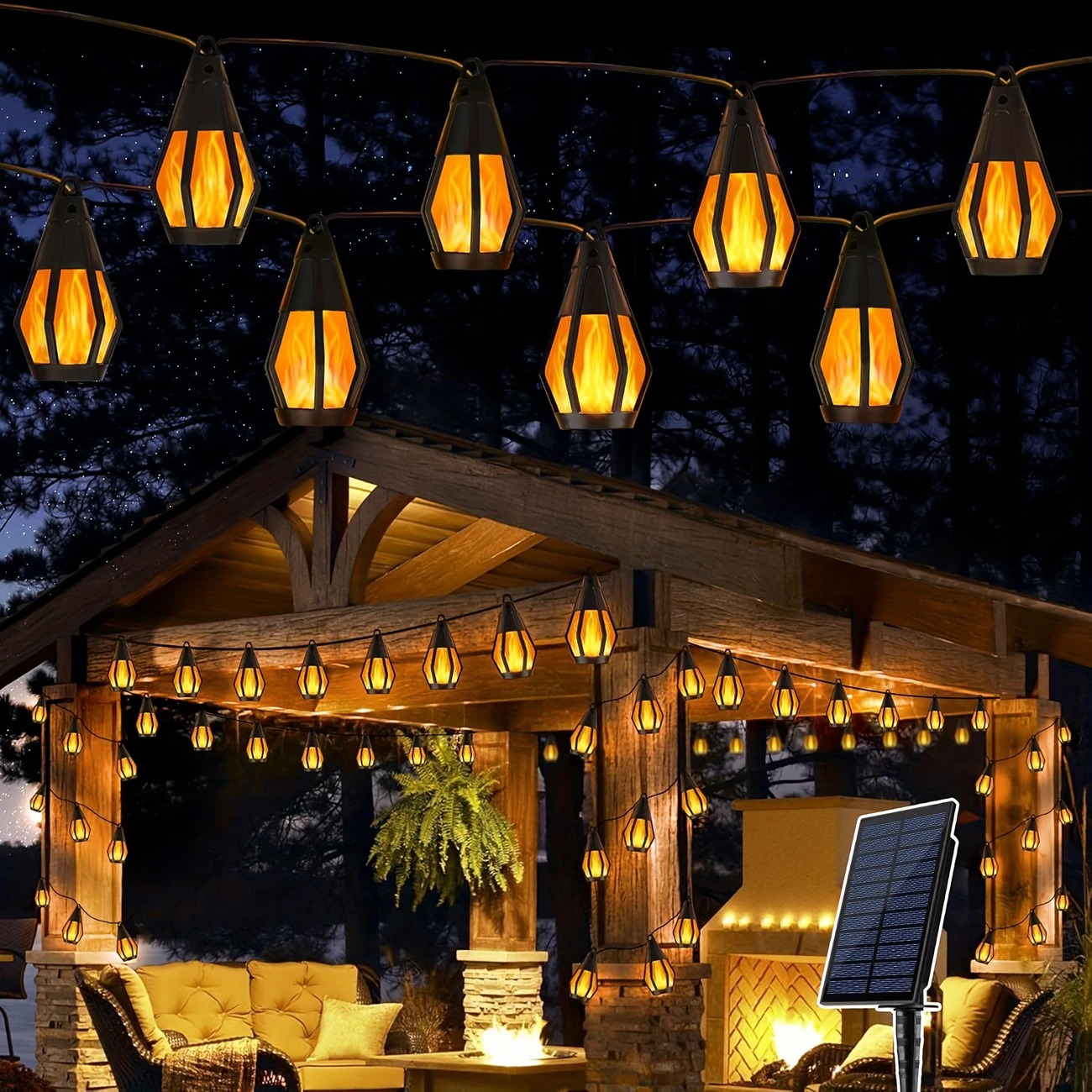 Outdoor Solar Flame Lights 🔥 | Add Warm Glow to Patio, Garden, or Party 🎉 | Holiday-Ready Decor 🎃🎄