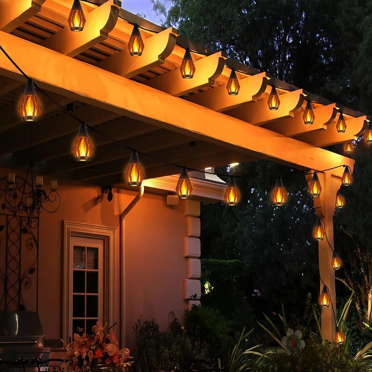 Outdoor Solar Flame Lights 🔥 | Add Warm Glow to Patio, Garden, or Party 🎉 | Holiday-Ready Decor 🎃🎄