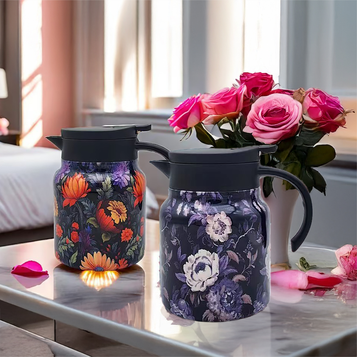 🔥HOT SALE 49%🔥Vintage Floral Pattern Tea Thermos – Built-In Infuser