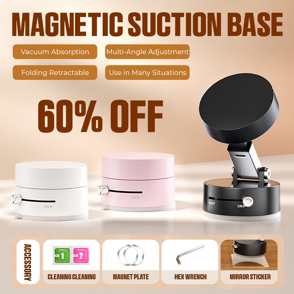 🔥Last Day 50% Off🔥Mobile Phone Vacuum Suction Cup Holder Double-sided Magnetic Suction Cup