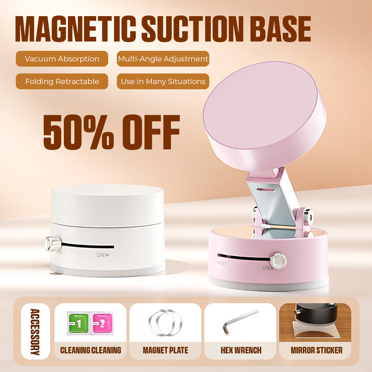 🔥Last Day 50% Off🔥Mobile Phone Vacuum Suction Cup Holder Double-sided Magnetic Suction Cup