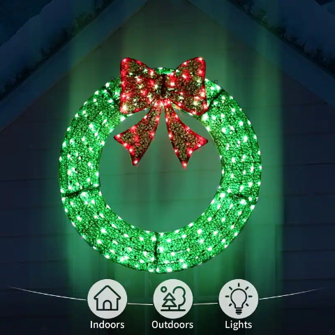 🎄✨ Exclusive Sparkle-Now Pre-Sale! 🎀 Pre-Lit Luxury Large Christmas Wreath – Perfect for Outdoor Elegance
