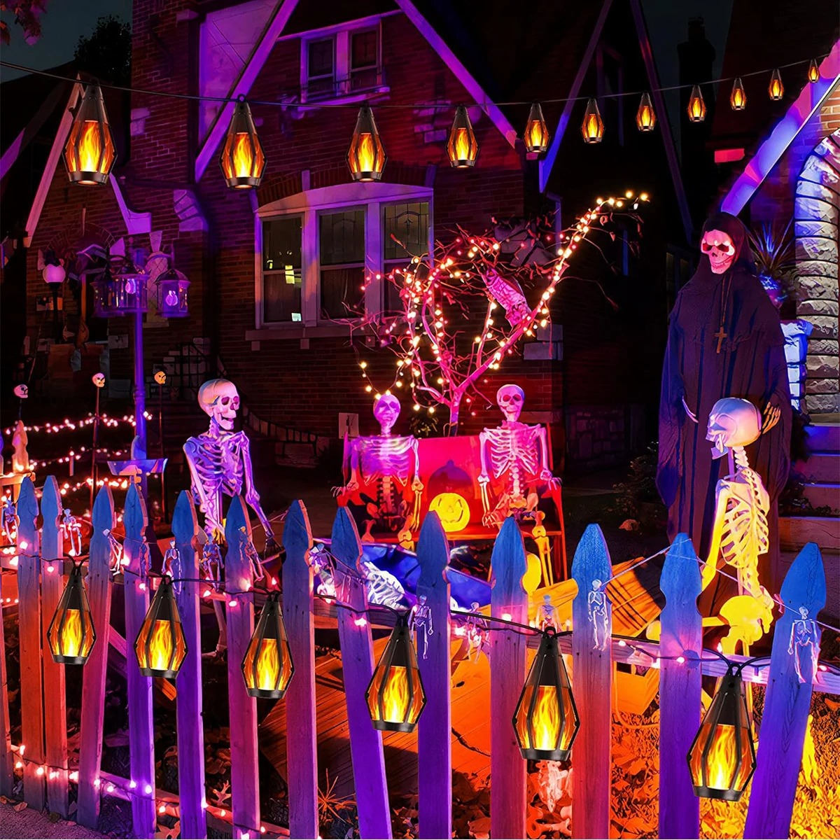 Outdoor Solar Flame Lights 🔥 | Add Warm Glow to Patio, Garden, or Party 🎉 | Holiday-Ready Decor 🎃🎄