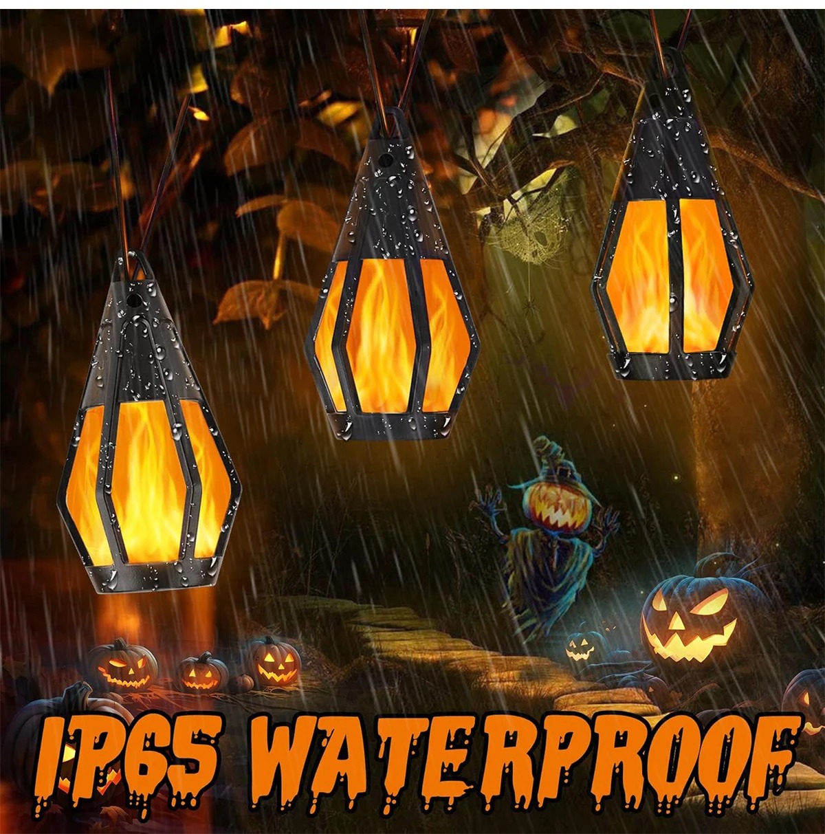 Outdoor Solar Flame Lights 🔥 | Add Warm Glow to Patio, Garden, or Party 🎉 | Holiday-Ready Decor 🎃🎄