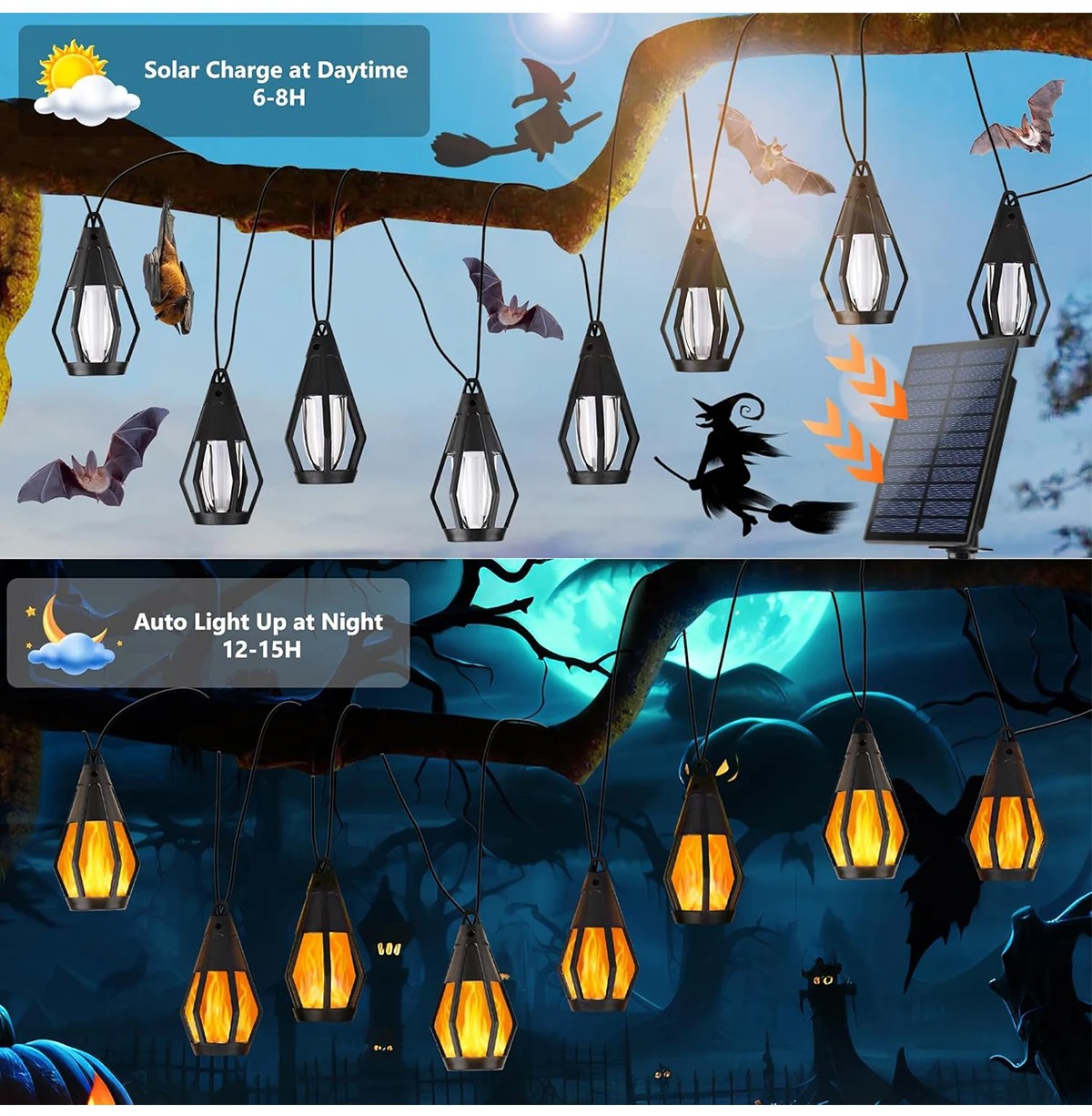 Outdoor Solar Flame Lights 🔥 | Add Warm Glow to Patio, Garden, or Party 🎉 | Holiday-Ready Decor 🎃🎄
