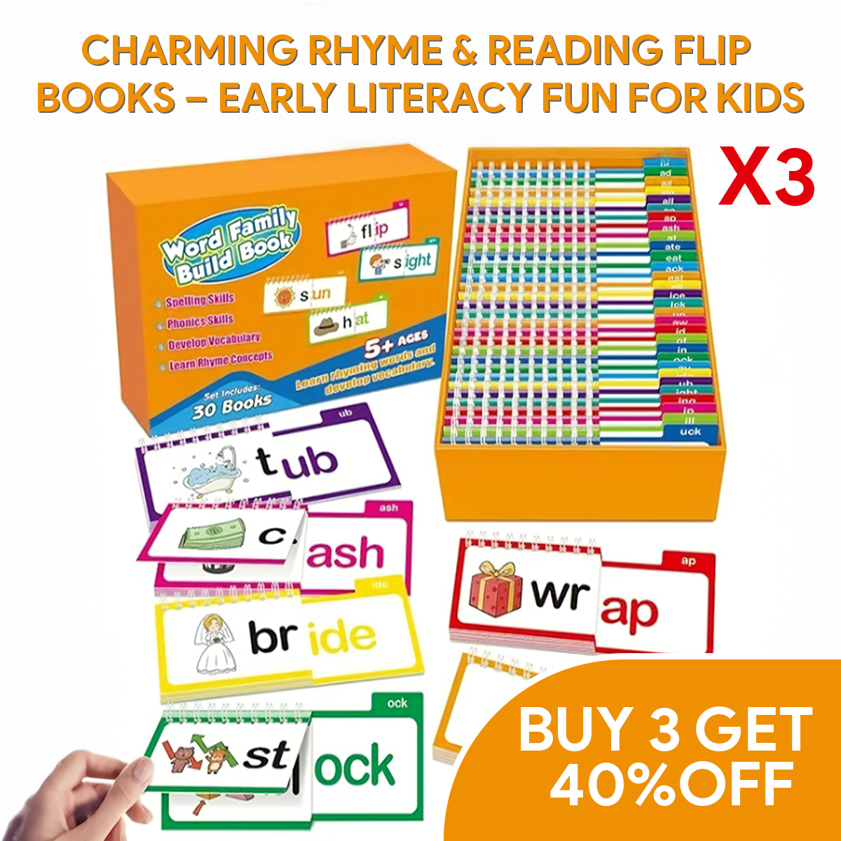 🔥Last Day 49% OFF🔥30 Charming Rhyme & Reading Flip Books – Early Literacy Fun for Kids