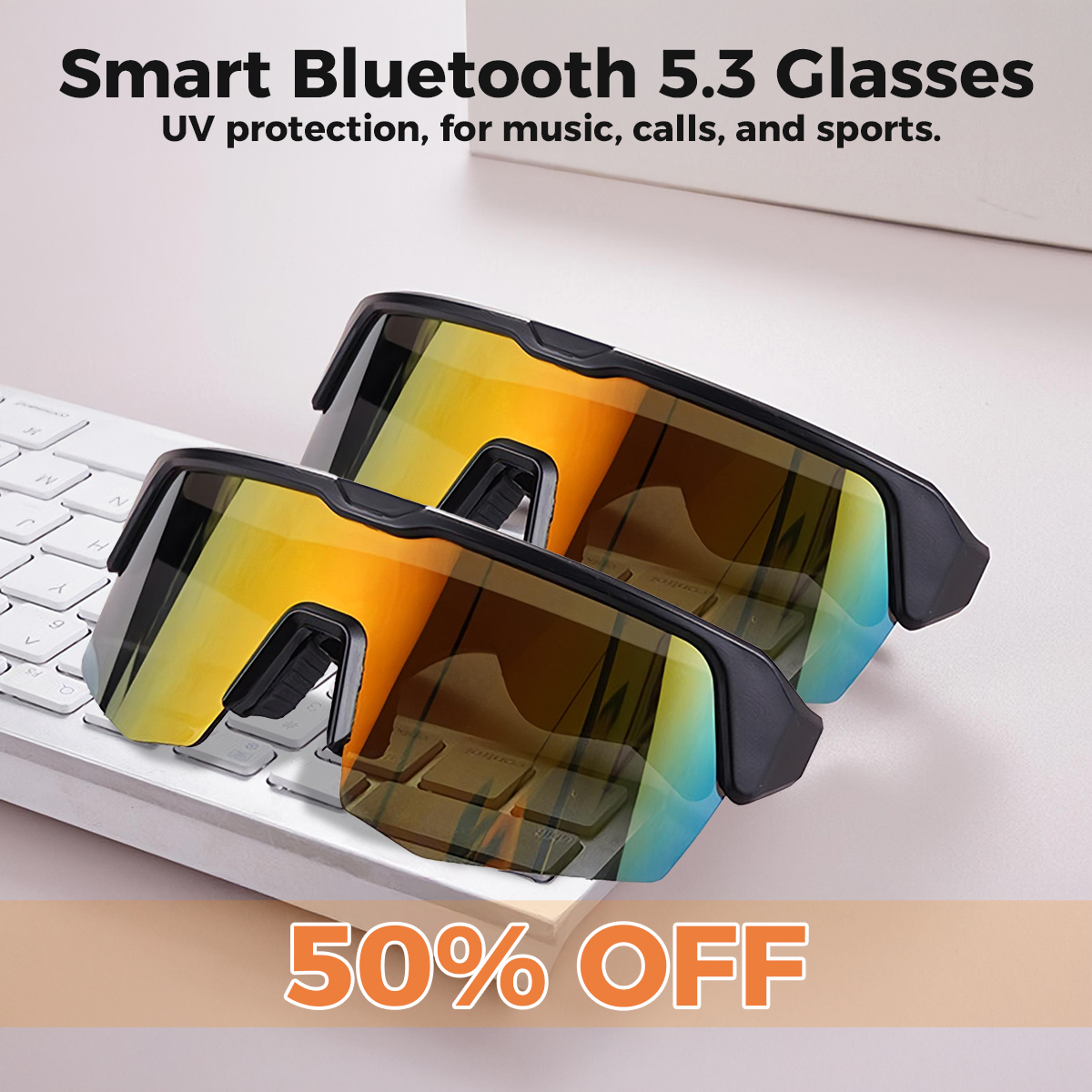 🕶️ Tint-adjustable sports sunglasses with built-in audio