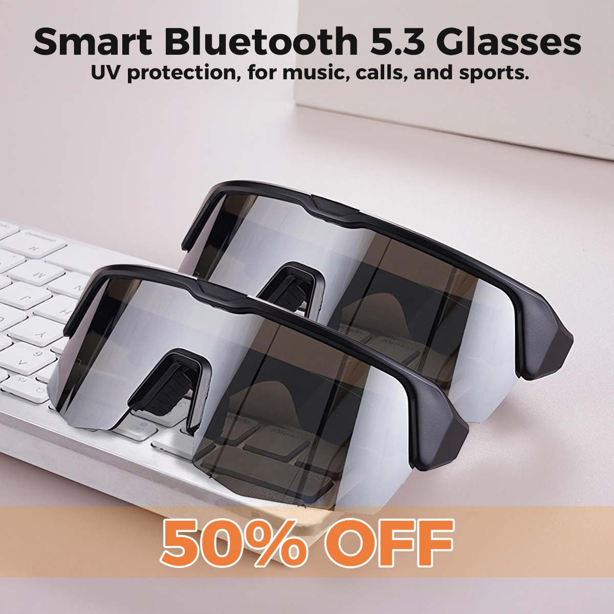 🕶️ Tint-adjustable sports sunglasses with built-in audio