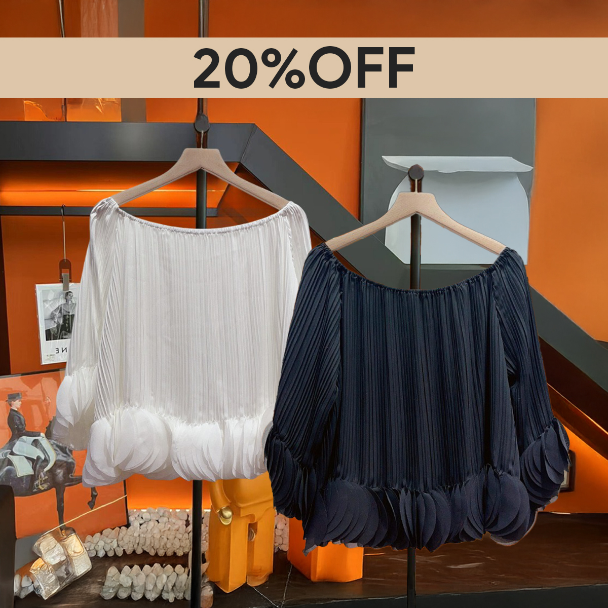 Women's Flowy Pleated Off-The-Shoulder Top