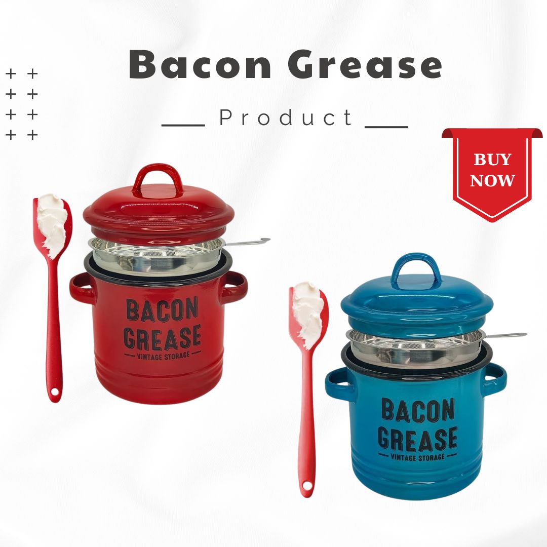 Top Christmas Gift 2025 🎅-46 oz bacon grease container with strainer and food-grade silicone spatula