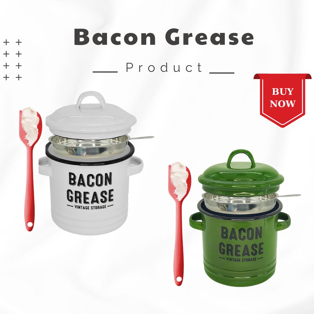 Top Christmas Gift 2025 🎅-46 oz bacon grease container with strainer and food-grade silicone spatula