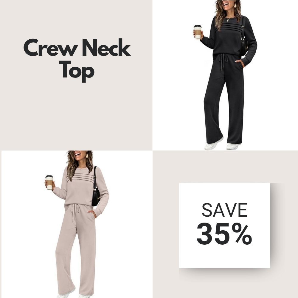 🔥LAST DAY 60% OFF✨Women's Crew Neck Top & Drawstring Pants Set