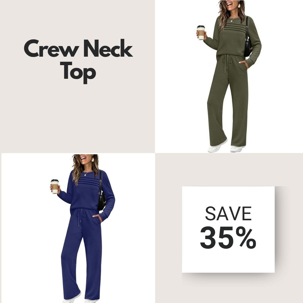 🔥LAST DAY 60% OFF✨Women's Crew Neck Top & Drawstring Pants Set