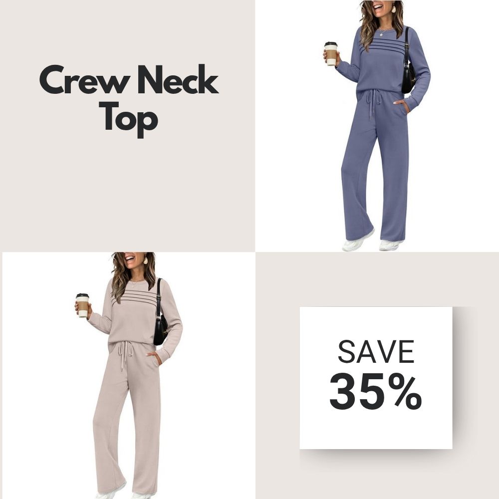🔥LAST DAY 60% OFF✨Women's Crew Neck Top & Drawstring Pants Set