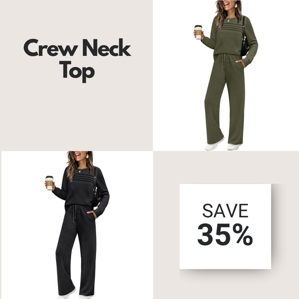 🔥LAST DAY 60% OFF✨Women's Crew Neck Top & Drawstring Pants Set