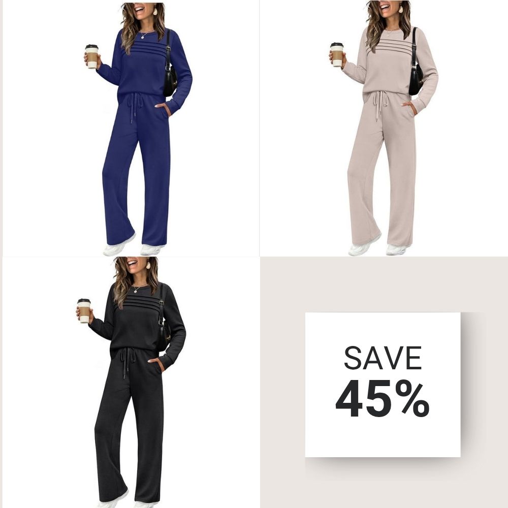 🔥LAST DAY 60% OFF✨Women's Crew Neck Top & Drawstring Pants Set