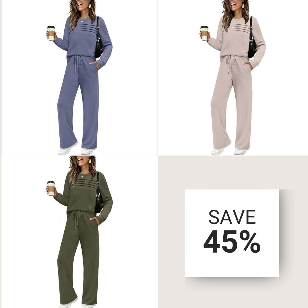 🔥LAST DAY 60% OFF✨Women's Crew Neck Top & Drawstring Pants Set
