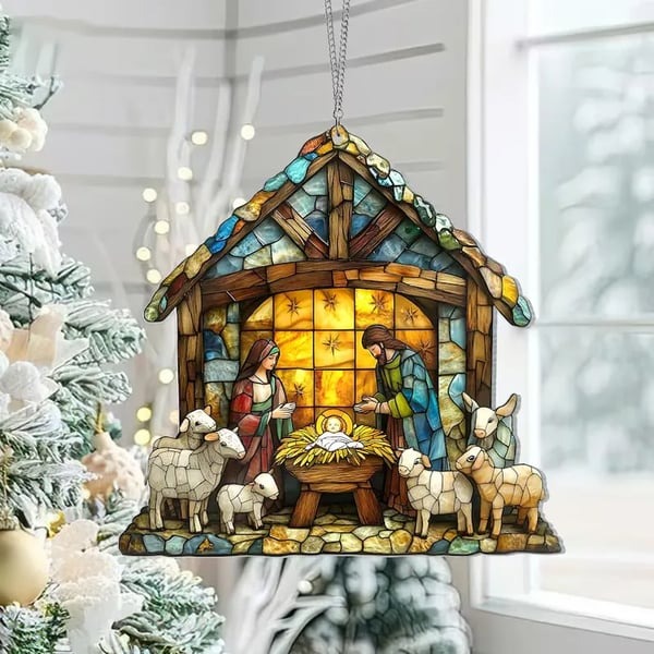 🎄2025 Christmas Home Decor-Nativity Jesus Christ Decoration Suncatcher