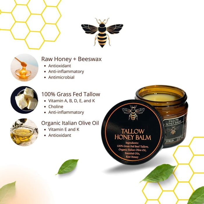 🍃Skin Care Hot Sale 49% OFF - Organic Grass-Fed Beef Tallow Balm with Raw Honey