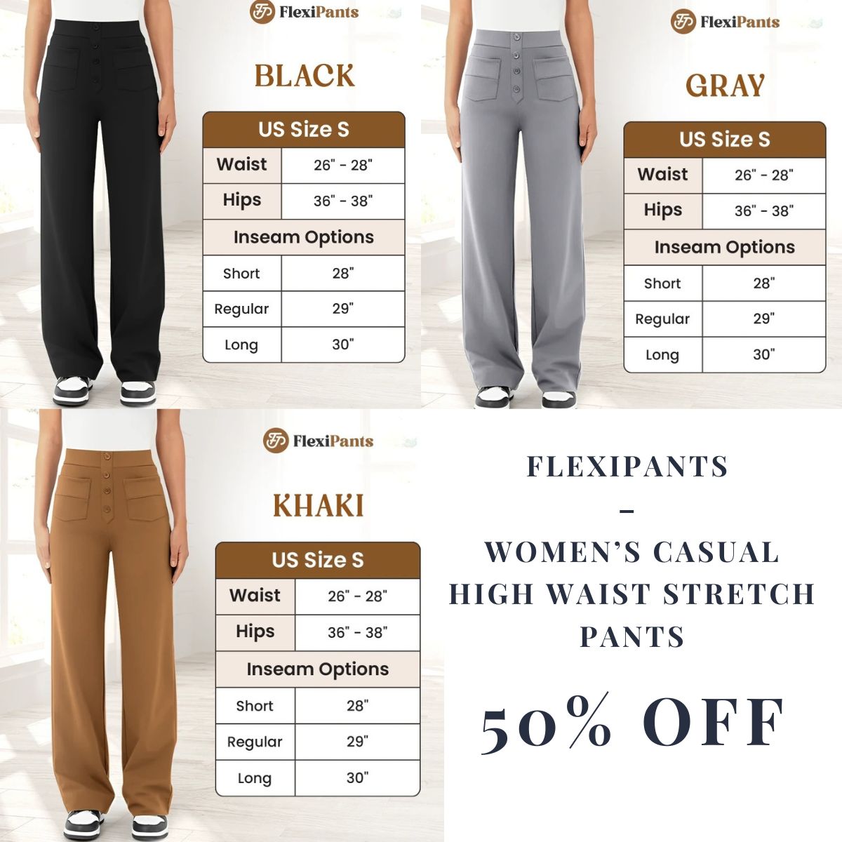 FlexiPants – Women’s Casual High Waist Stretch Pants