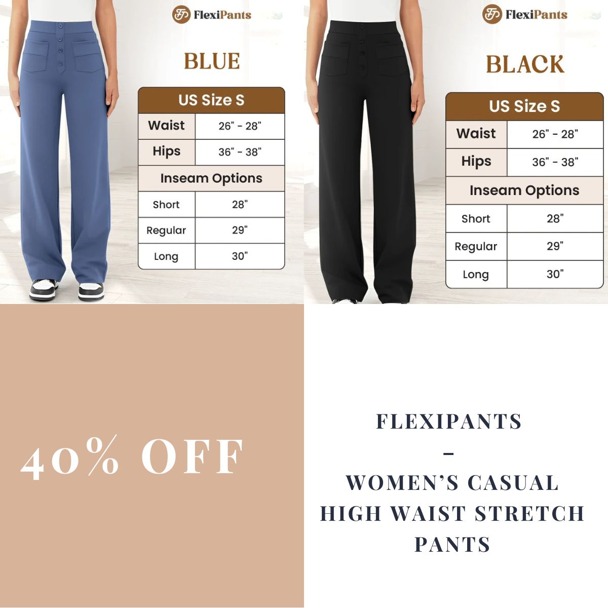 FlexiPants – Women’s Casual High Waist Stretch Pants