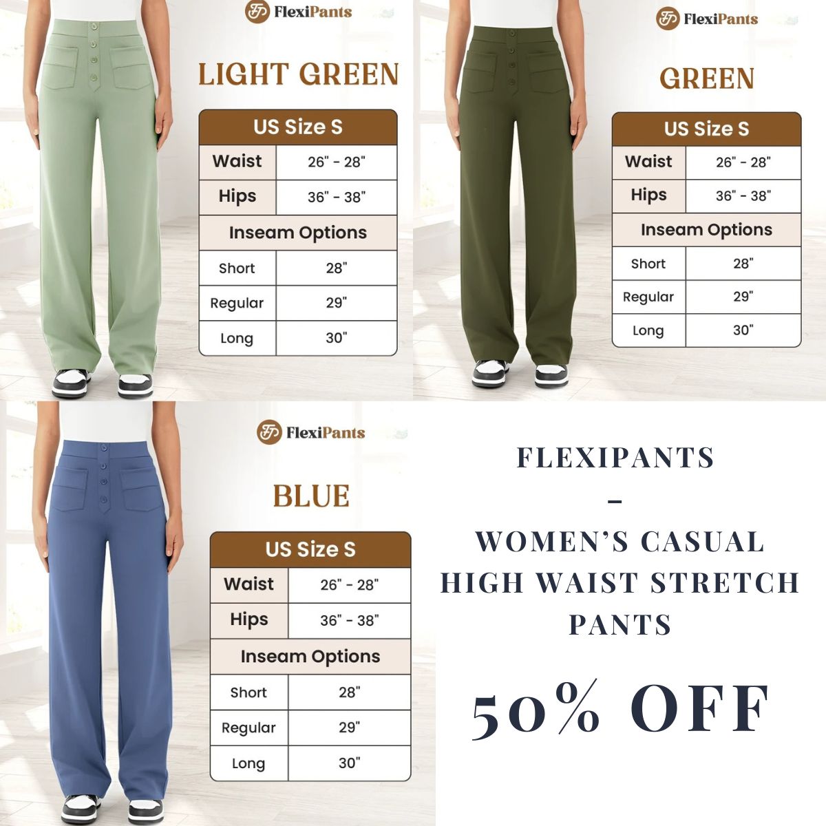 FlexiPants – Women’s Casual High Waist Stretch Pants