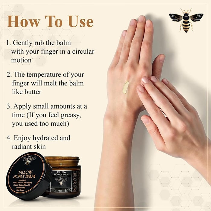 🍃Skin Care Hot Sale 49% OFF - Organic Grass-Fed Beef Tallow Balm with Raw Honey