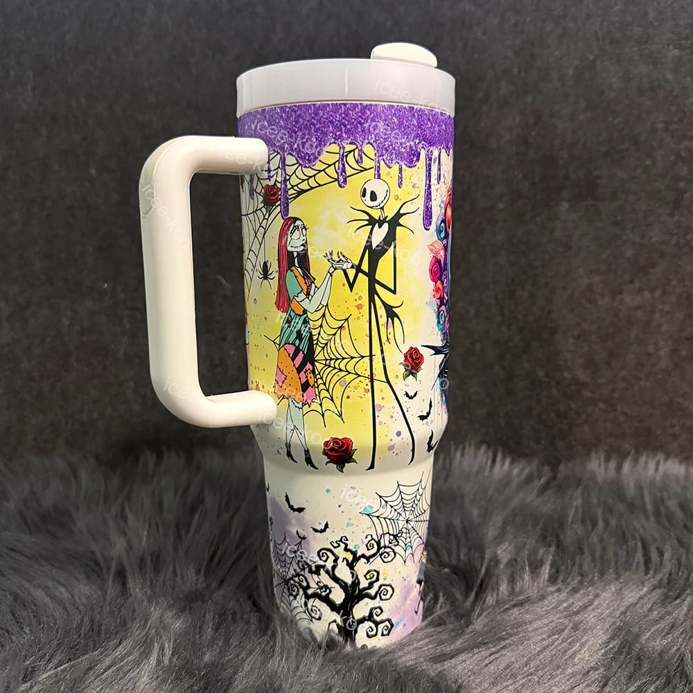 💥 2025 MEGA SALE OFF ️🔥 Glow-in-the-dark Sally x Jack Skellington 40oz Tumbler 💀