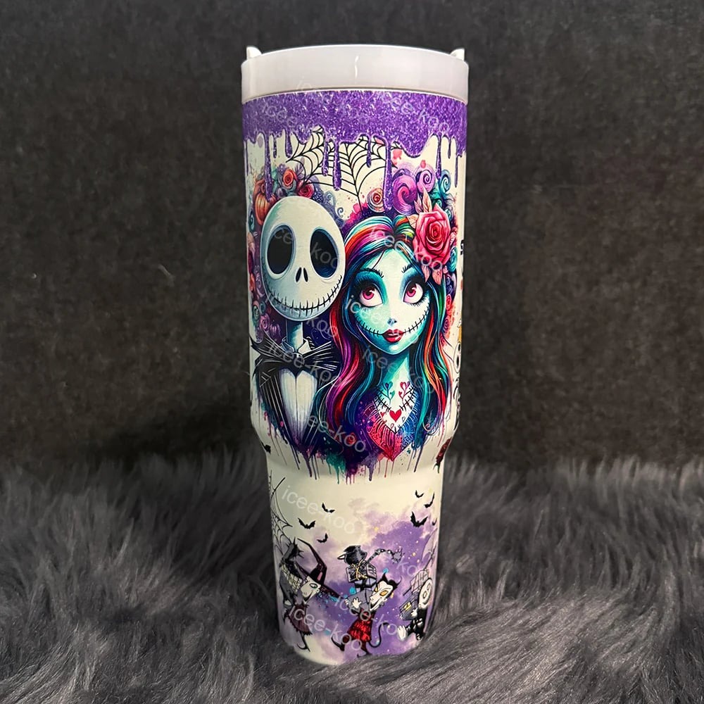 💥 2025 MEGA SALE OFF ️🔥 Glow-in-the-dark Sally x Jack Skellington 40oz Tumbler 💀