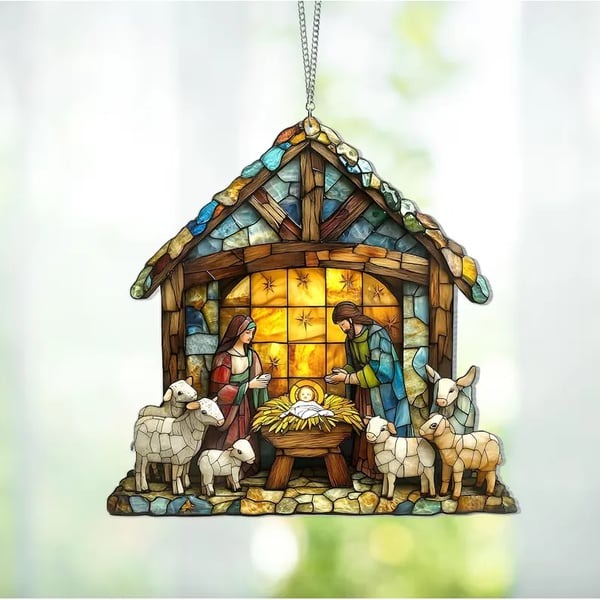 🎄2025 Christmas Home Decor-Nativity Jesus Christ Decoration Suncatcher